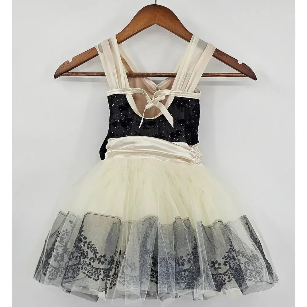 Weissman Dancewear Girl's Size SC 6-6X Black & Cream Dance Costume/Dress Up